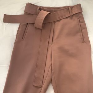 Dusty rose work pants with belt